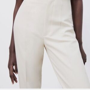 Zara Cream Wide-Leg Trousers High-Waisted